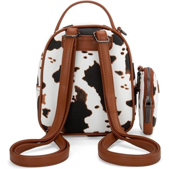 Wrangler Mini Backpack Cute Cow Print Backpack Purse for Girls and Women, Brown main image 5